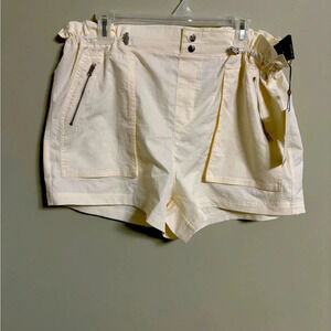 Calia Woven Paperbag Shorts Ivory Size Large New Journey High Rise Athletic NWT